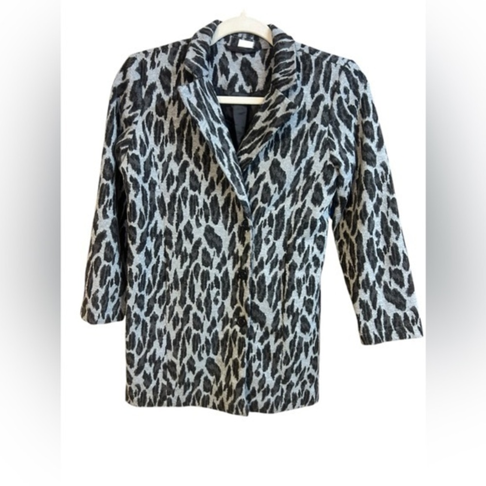 Women’s Gray and Black Animal Print Jacket Small